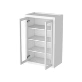 RTA Solid Wood Cabinet Inset Origami White Glass Door Wall Cabinets for Kitchen Bathroom and Laundry Storage (Glass Insert Sold Separately)